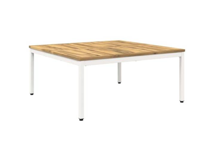 Heofavd Couchtisch Weiß 100 x 100,5 x 45 cm Massivholz Akazie Kaffeetisch