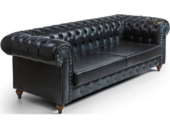 JVmoebel Chesterfield-Sofa Elegante schwarze Designer Couch im Chesterfield-Stil, Packung, Made in Europa
