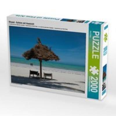 CALVENDO Puzzle Strand - Schirm mit Aussicht 2000 Teile Puzzle quer | 2000 Teile Lege-Größe 90 × 67 cm Foto-Puzzle für glückliche Stunden