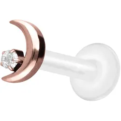 PTFE Labret mit Innengewinde + Titan-Aufsatz MOND + KRISTALL