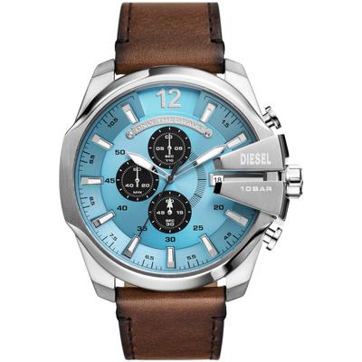 Chronograph DIESEL "MEGA CHIEF", braun, Armbanduhren, Herren, Chronograph, Quarzuhr, Armbanduhr, Herrenuhr, Stoppfunktion, Lederarmband