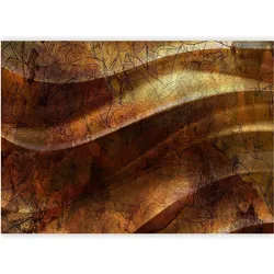 Artgeist, Tapete, Fototapete - Liquid gold - abstract wavy composition with leaf patterns (250 x 175 cm)