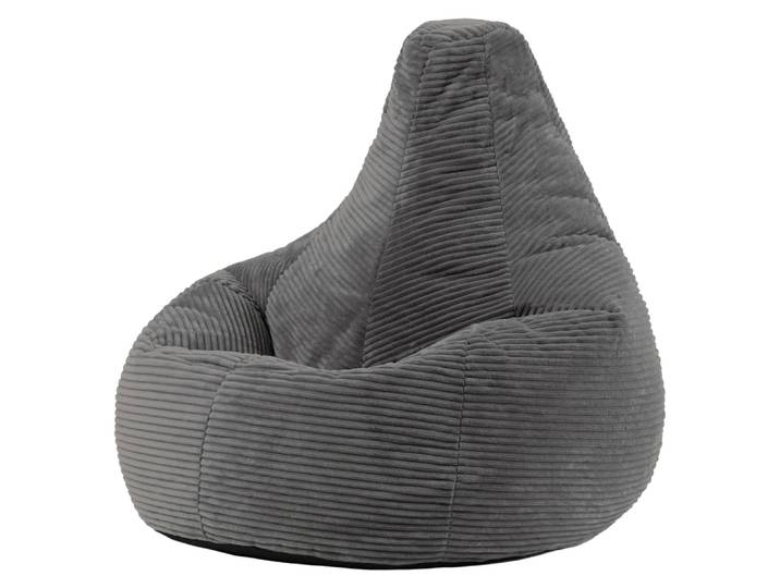 Pouf poire à dossier haut velours côtelé gris anthracite