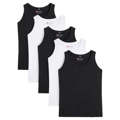 Longtop BONPRIX, Damen, Gr. 40/42 (M), schwarz-weiß (schwarz, schwarz, schwarz, weiß, weiß), Jersey, Obermaterial: 100% Baumwolle, figurumspielend Po-bedeckend, Rundhals, eingefasste Kante, Tops, figurumspielende Passform, po-bedeckend