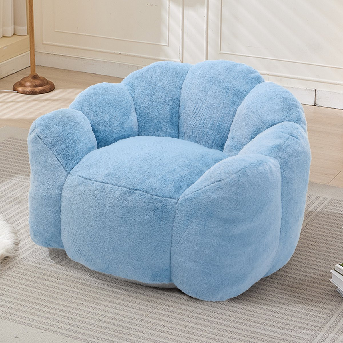 STILVORA Fauteuil Compact - Lotusvormig Design - Velvet Blauw