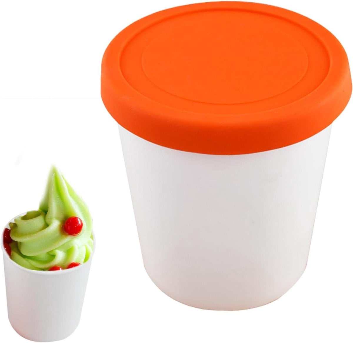 IJscontainer met Deksel Oranje 1000ml