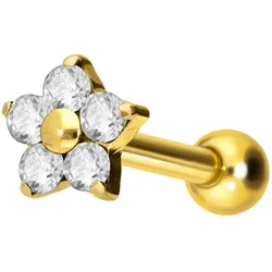 Titan Ohrpiercing mit Innengewinde KRISTALLBLUME