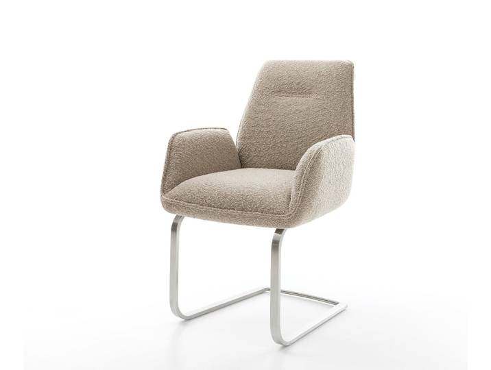 Freischwinger Zoa-Flex Bouclé Schlamm Freischwinger flach Edelstahl Taschenfederkern, Esszimmerstühle
