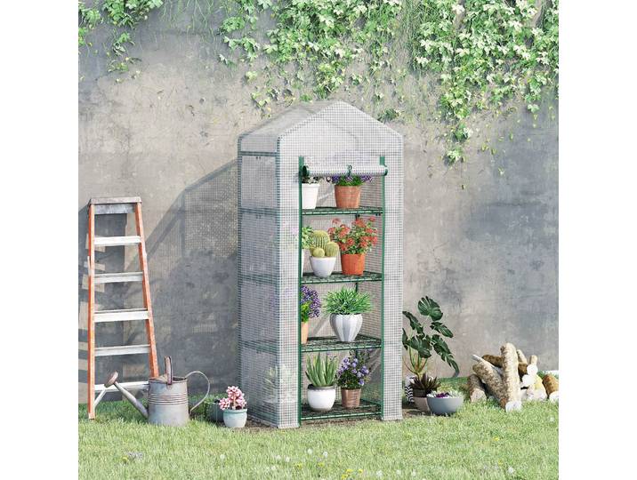 Outsunny Serre Balcon 4 Niveaux Acier/PE Blanc
