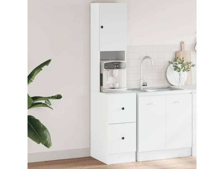 SALE ELEMENTS Cuisine - Armoire de cuisine - Meuble Colonne Meuble Haut de cuisne blanc 35x50x180 cm bois d'ingénierie @EU(97061)