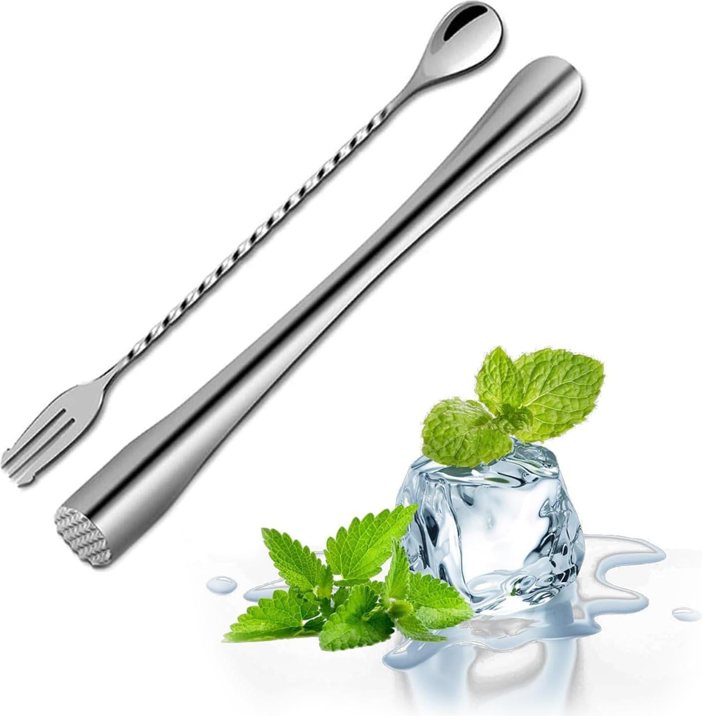 oCreon Cocktailstamper van Roestvrij Staal, Zilverkleurig, Lengte: 22,6 cm