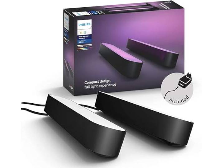 Philips Hue Play LED-Lightbar, 2er-Pack, Schwarz White and Colour Ambiance-Licht, Smarte LED, 13,2 W, TV-Hintergrundbeleuchtung, Smart Home