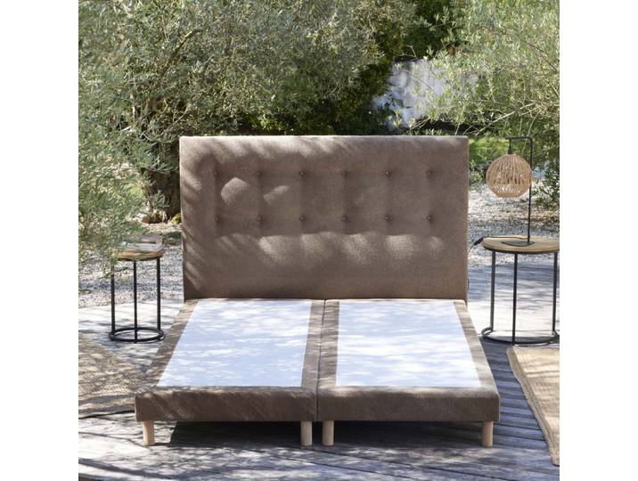 Ensemble sommier + tête de lit eden moka couleur moka 2x90 x 200