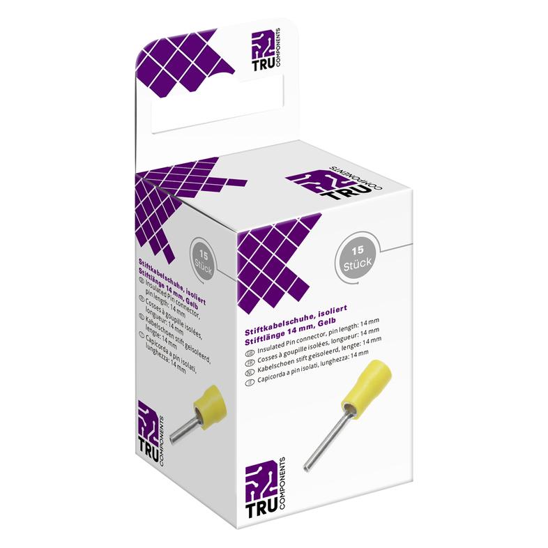 Tru Components T2010C362 Stiftkabelschuh 4.0 mm² 6.0 mm² Teilisoliert Gelb 15 St. (T2010C362)