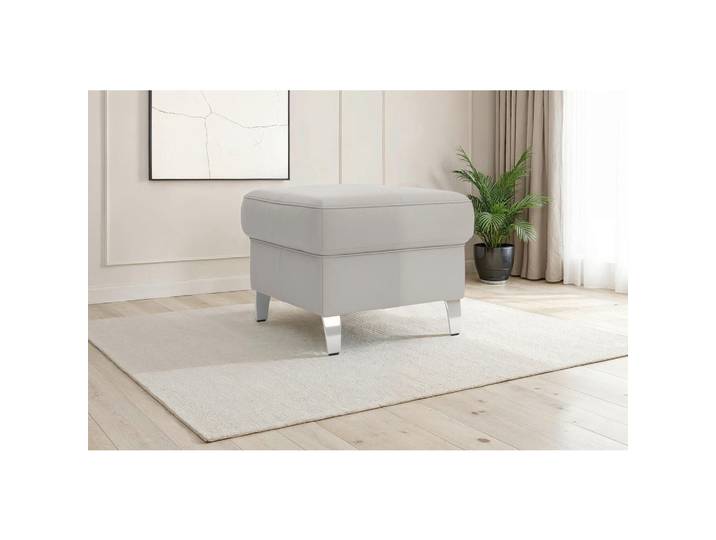 Sit & More Hocker Arngast E, Hellgrau, Metall, Echtleder, Nappaleder, quadratisch, 58x48x58 cm, Wohnzimmer, Hocker, Sitzhocker