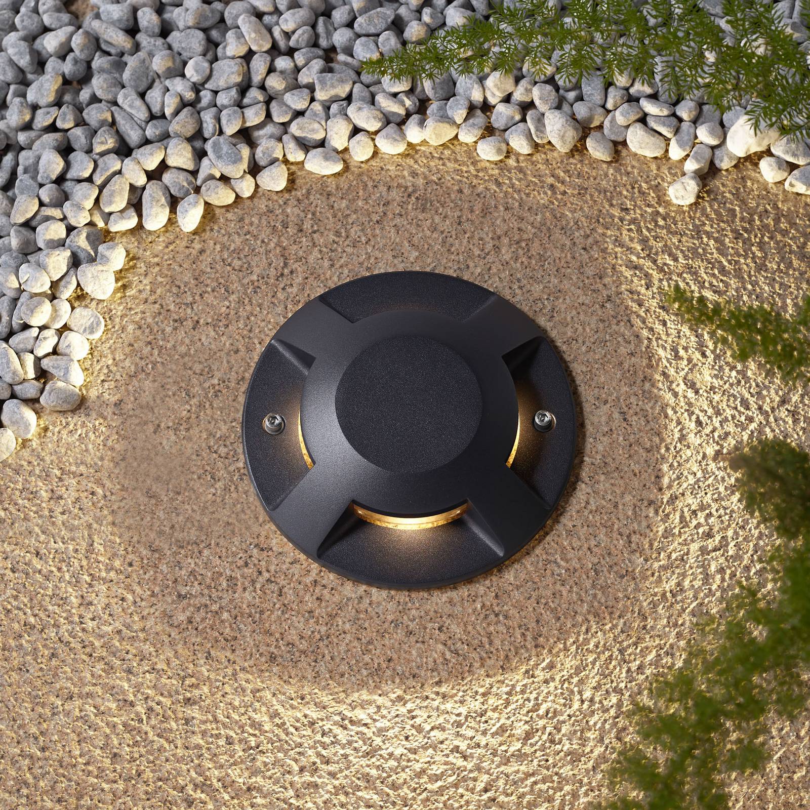Lucande LED floor spotlight Jeffrey, black, 4 light outlets Jeffrey, Black, Aluminium, Modern