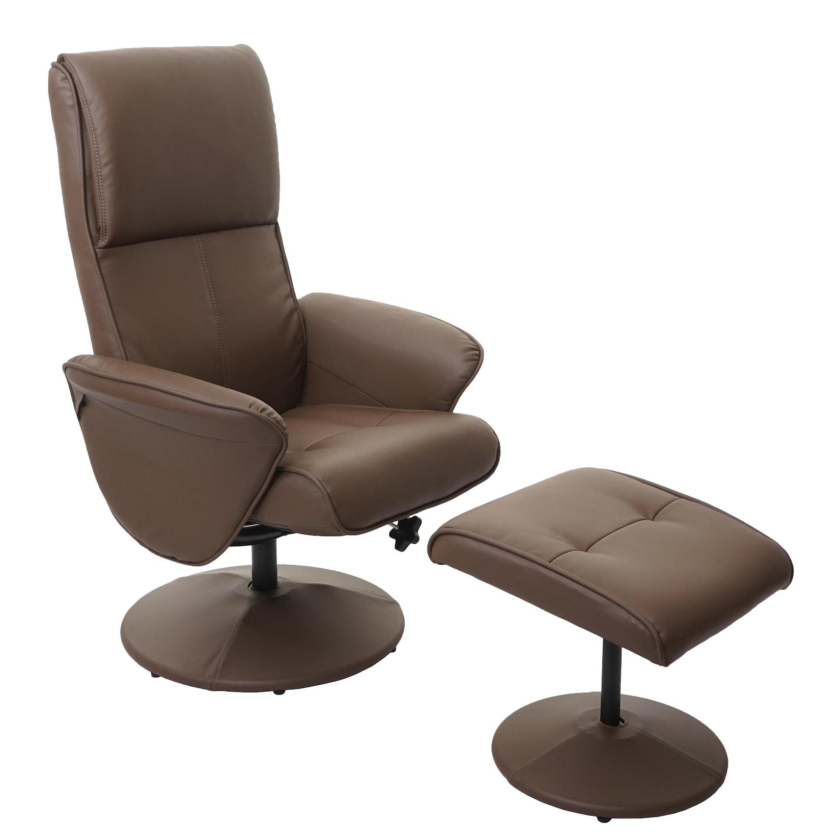 Relaxsessel Stockholm, Fernsehsessel Relaxliege TV-Sessel mit Hocker ~ Kunstleder, taupe
