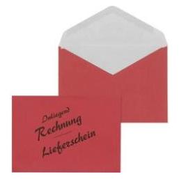 Mailmedia Briefumschlag DL Lieferschein/Rechnung, rot 75 g/qm, Nassklebung, Masse: 110 x 220 mm, innenliegend (110 x 220 mm) (30005341)