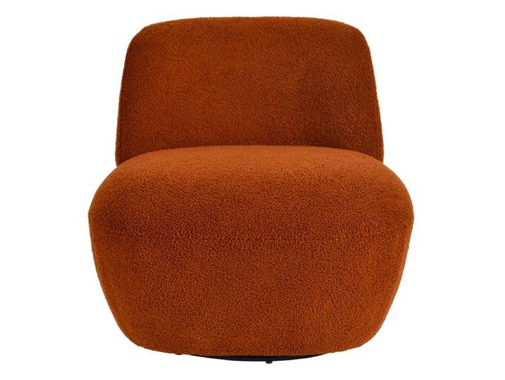 Fauteuil pivotant en bouclette épaisse terracotta