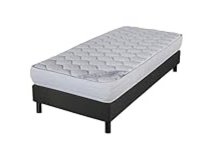 EBAC Literie Matelas et sommier 90x190 Mousse - Newkit - Soutien Medium - Sommier démonté - Gris