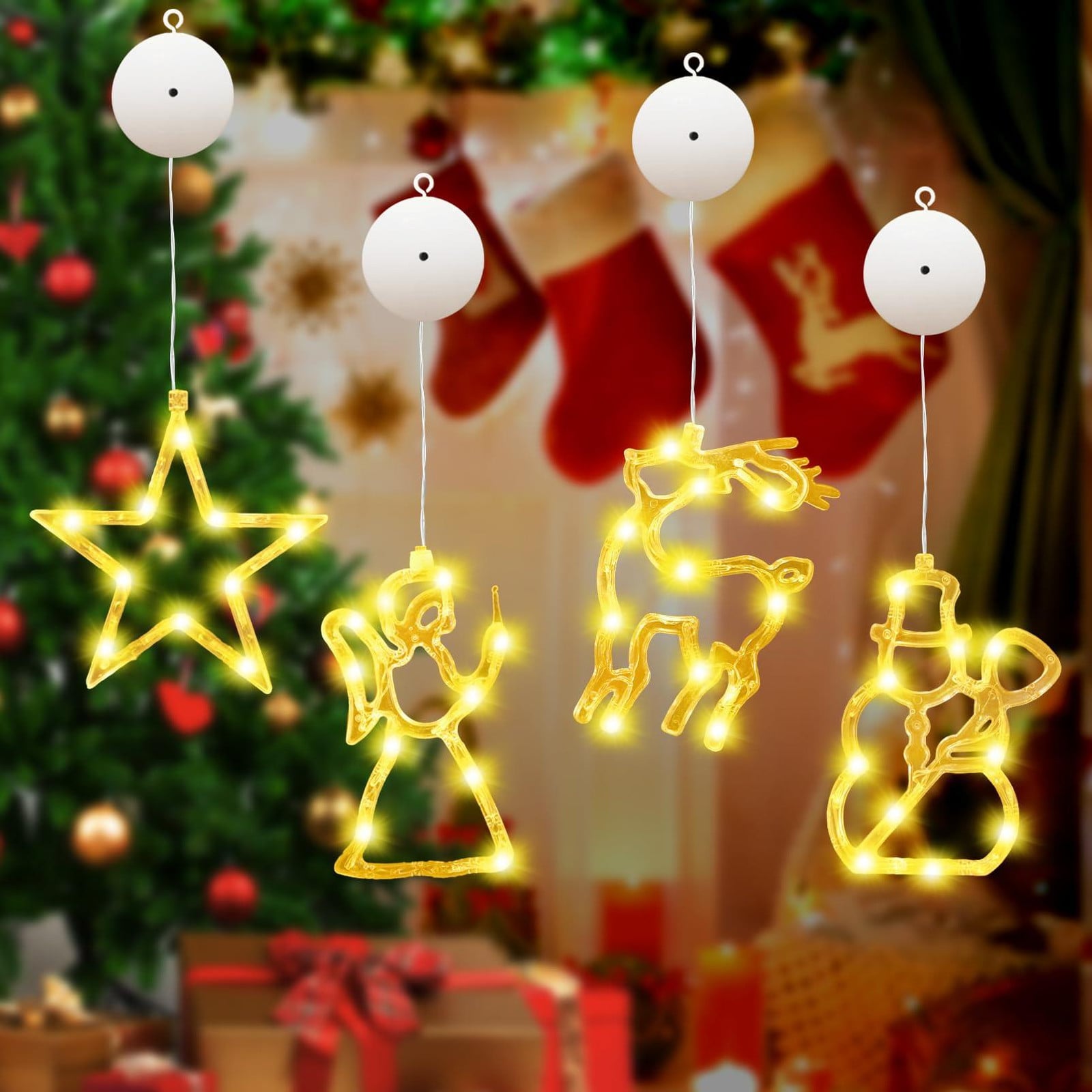 Selius LED-kerstverlichting set van 4 met zuignap
