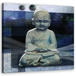 BILDER, Meditieren Budda Zen Religiös Blau 50x50cm