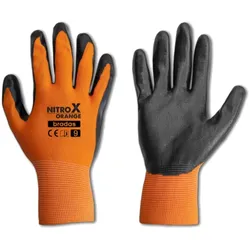 Arbeitshandschuhe Nitril orange Beschichtung versch. Größen 10