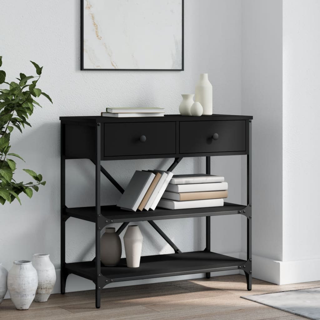 Borough Wharf Regnier Console Table Black 75cm L x 34.5cm W x 75cm H