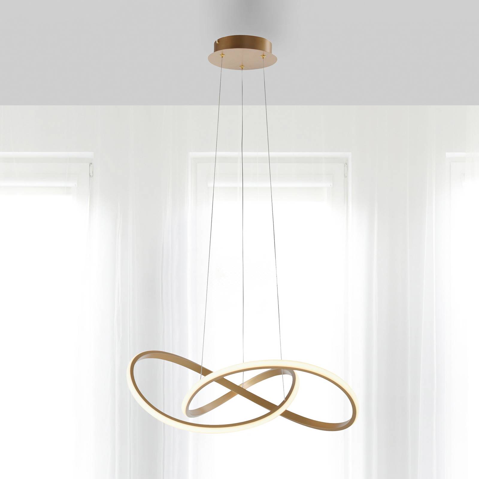 JUST LIGHT. GmbH Hängelampe Maria, dimmbar, messing / gold, für Schlafzimmer, Aluminium, Modern