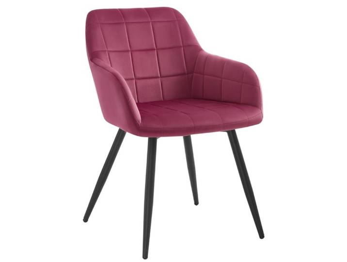 WOLTU Chaise de salle à manger siège bien rembourré en velours Chaise de cuisine pieds en métal Bordeaux