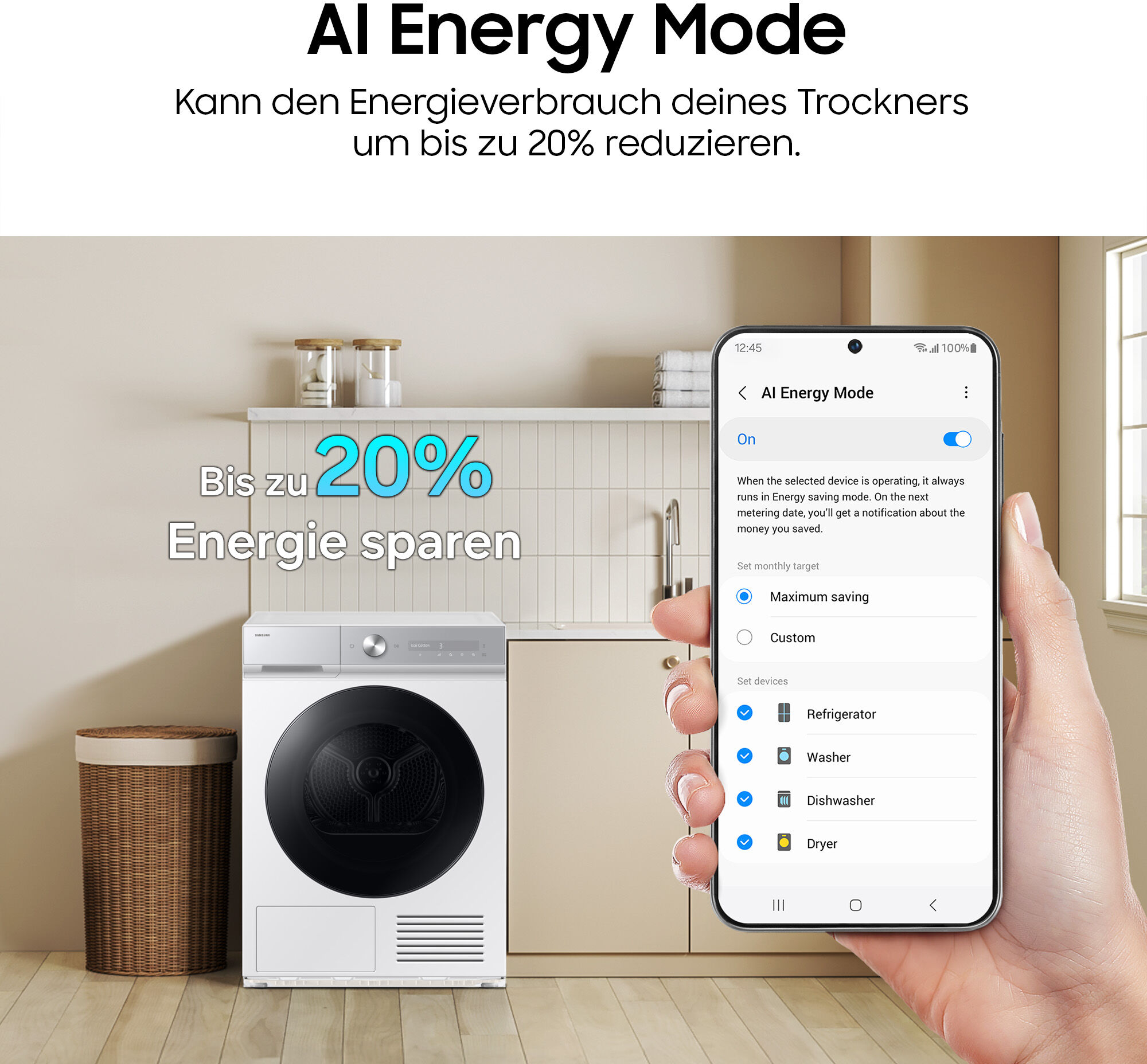 Samsung Wärmepumpentrockner "DV90DB8845GHU2", Energieeffizienz: A, weiß, B:60cm H:85cm T:60cm, Trockner, QuickDriveᵀᴹ Option ‑ Spart bis zu 35 % Zeit, Wärmepumpentrockner