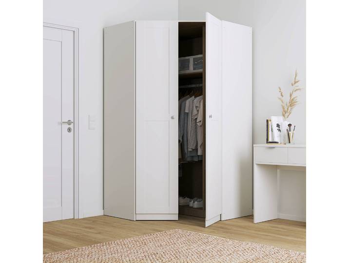 Eckschrank Landhaus I 197cm Weiß/Alpinweiß