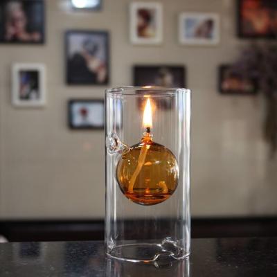 Youfap Market Vintage Hurricane Oil Lamp, Glass Table Lamp With Candlestick Design, Elegant Interior Lighting For Home And Office yellow Ball