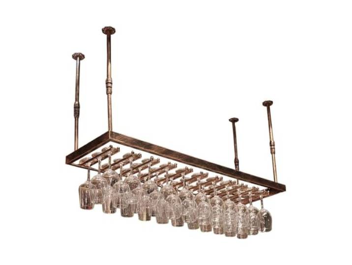 Failjierue Deckenmontiertes Weinregal mit schwebenden Regalen 2-stufiges schwebendes Weinregal, Weinglashalter aus Metall, Bardekoration(100x35cm)