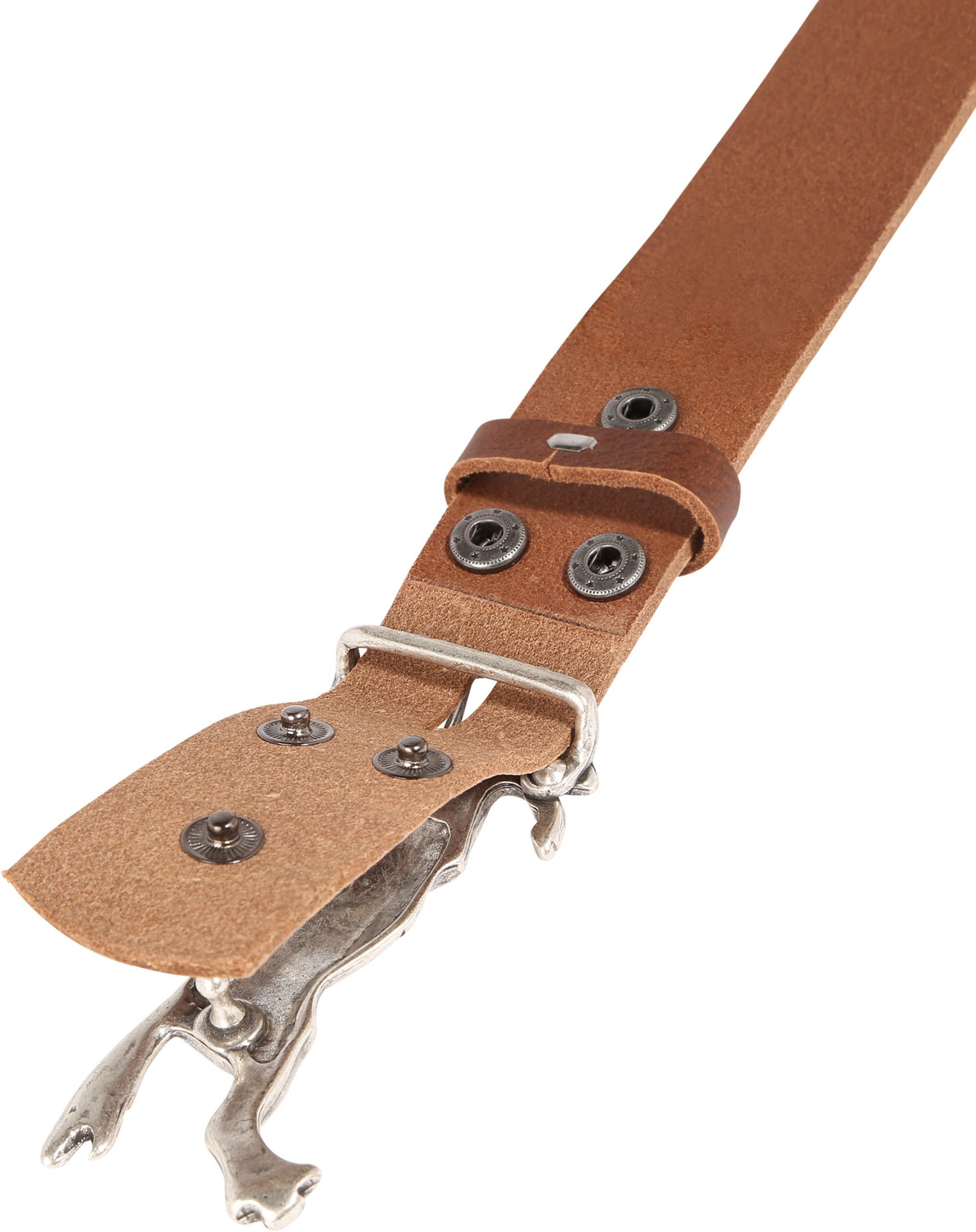 Ledergürtel RETTUNGSRING GÜRTEL "»Wasserbüffel Rehbraun«, mit austauschbarer Schließe »Rennpferd«", Damen, Gr. 85, braun (rehbraun), Büffelleder, Gürtel Ledergürtel