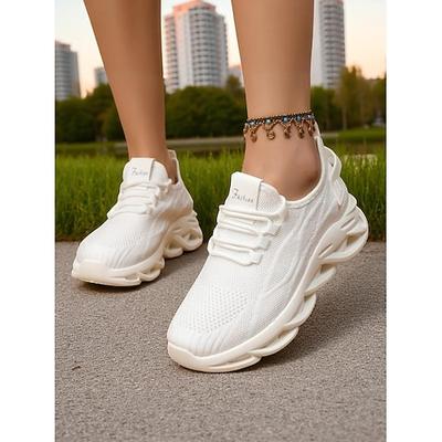 Weiße Mesh-Laufschuhe für Damen – leichte, atmungsaktive Sneaker fürs Fitnessstudio, Training oder als lässige Sportbekleidung
