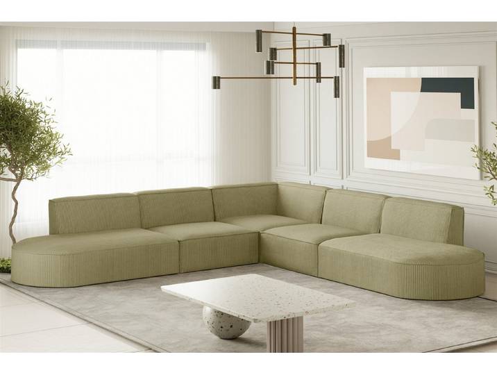 Fun Möbel Ecksofa Designersofa PALMA Seite Universal in Stoff Noel und Scala, Rundumbezug, Kann links oder rechts in Raum platziert werden