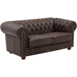 SOFA 2-Sitzer Kath Echtleder (Antikoptik) braun