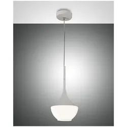 Fabas Luce Apollo Pendelleuchte E27 1x40W Metall und geblasenes Glas weiß