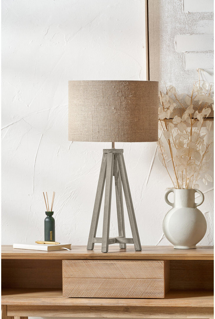 Canora Grey Solid Wood Standard Grey/Beige 68cm H X 35cm W X 35cm D
