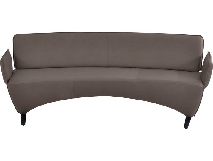 Polsterbank K+W KOMFORT & WOHNEN, braun (sattel), B:216cm H:87cm T:66cm, Sitzbänke, Polsterbank, Leicht abgerundete Segmentbank im hochwertigen Leder, mit Armlehnen