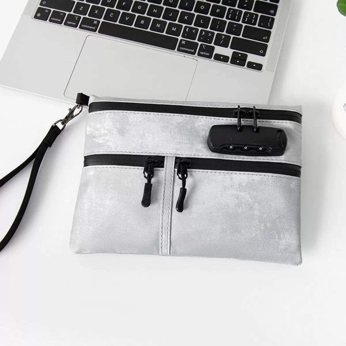 INF Multifunktionale kleine Tasche mit Zahlenschloss – Sichern Sie Ihre Wertsachen Grau