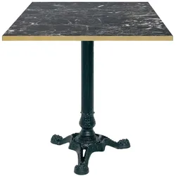 RestooTab - Tisch Bistrot 70x70cm Dekor schwarzer Marmor Kanten messingfarben