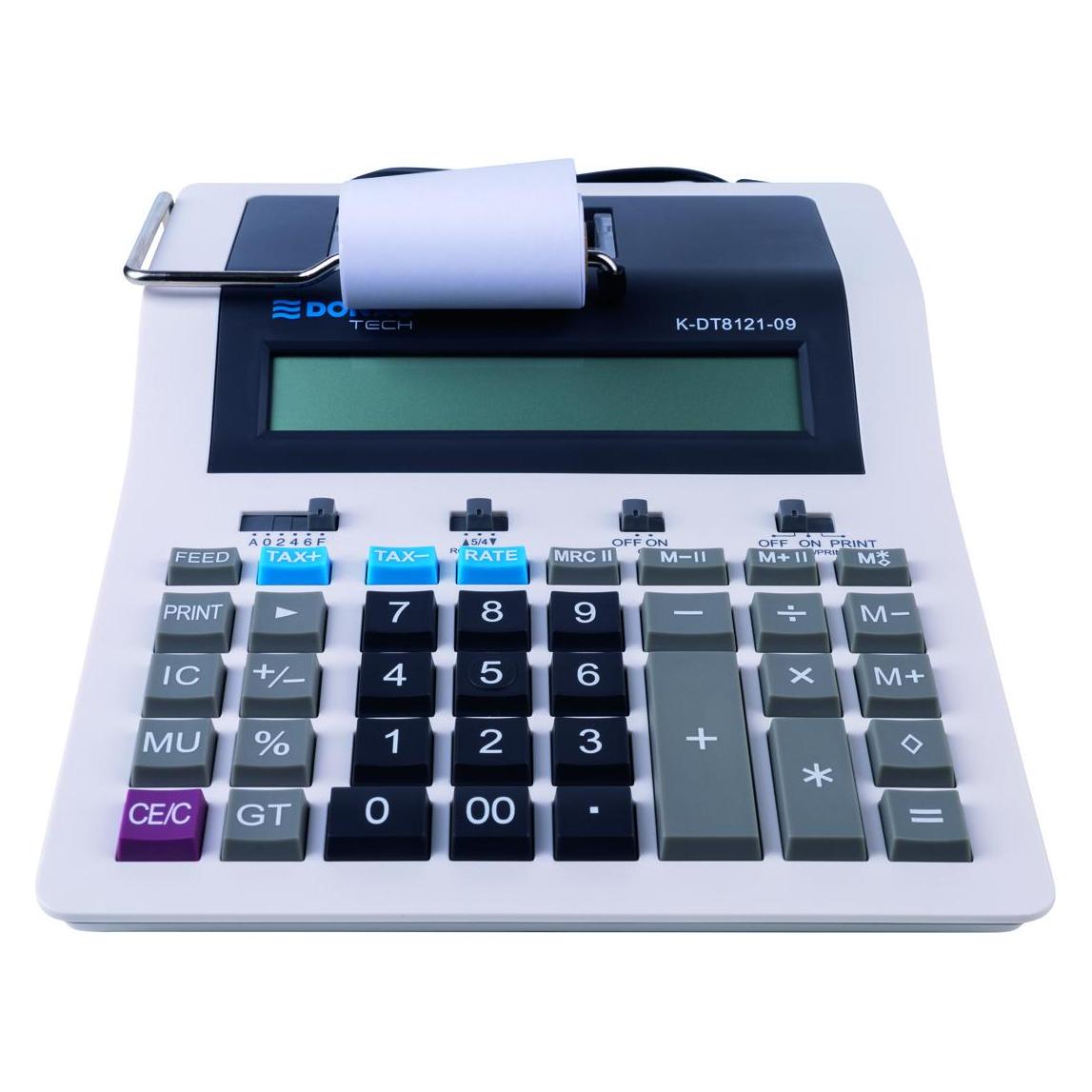 Donau Druckender Taschenrechner TECH, 12-stellig, Anzeige, Mae 267x202x77 mm, wei (Batteriebetrieb) (K-DT8121-09)