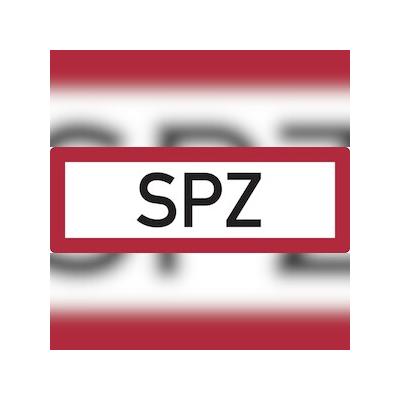Feuerwehrschild, SPZ (Sprinklerzentrale) - DIN 4066 - 297x105x0.45 mm Aluminium geprägt