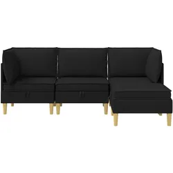 vidaXL, Sofa + Bettsofa, Modular Sofa Set mit Stauraum 4 Stk. Schwarz Stoff