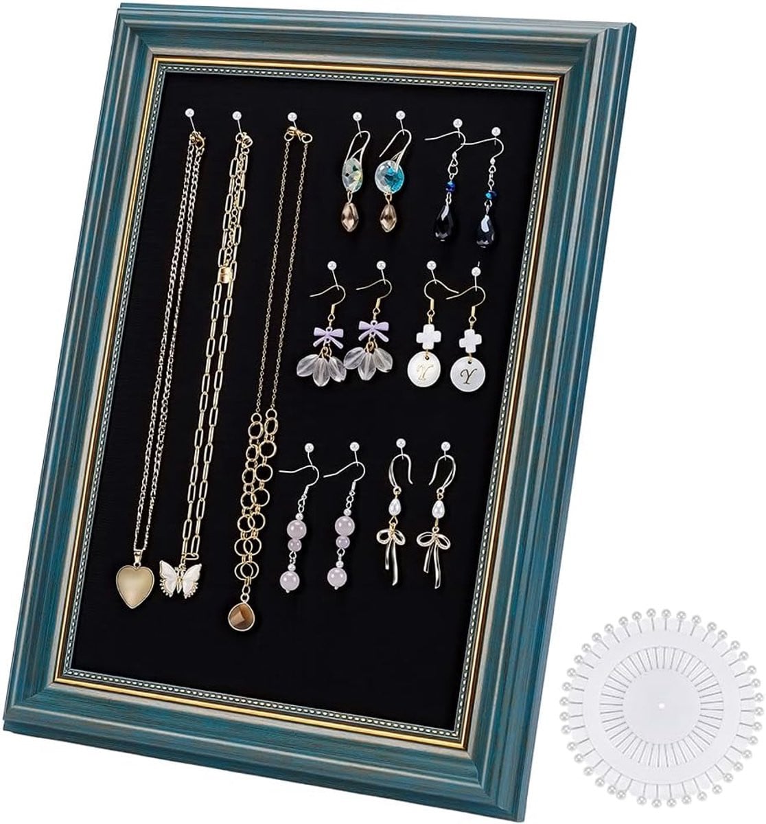Vintage Sieraden Display Stand in Fotolijstvorm voor Oorbellen, Kettingen en Ringen