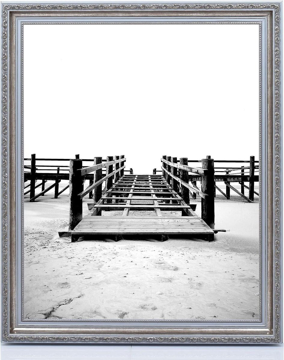 Zilveren houten fotolijst voor wanddecoratie, 50 x 60 cm