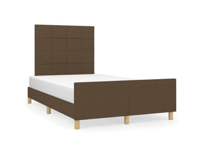 PUGYNBK Bettgestell mit Kopfteil, Stoff, dunkelbraun, 120 x 190 cm Lattenrost im Lieferumfang enthalten, stabile Beine, verstellbares Kopfteil, Lendenwirbelstütze zum Lesen