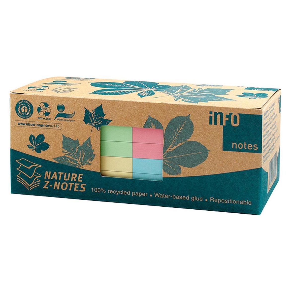 Info Recycling Haftnotizen Standard 5644-88BOX farbsortiert 12 Blöcke (75 x 75 mm) (5644-88BOX)